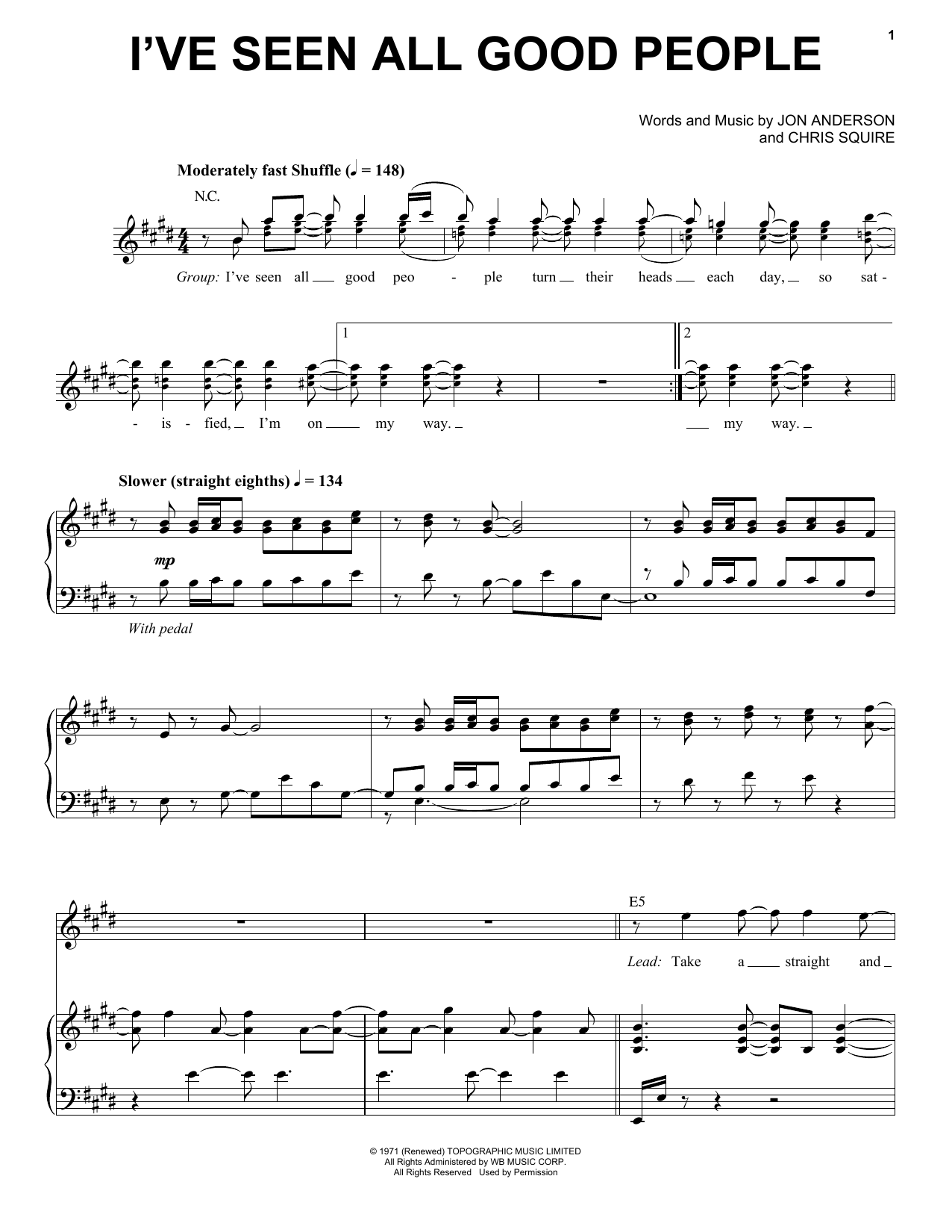 Download Yes I've Seen All Good People Sheet Music