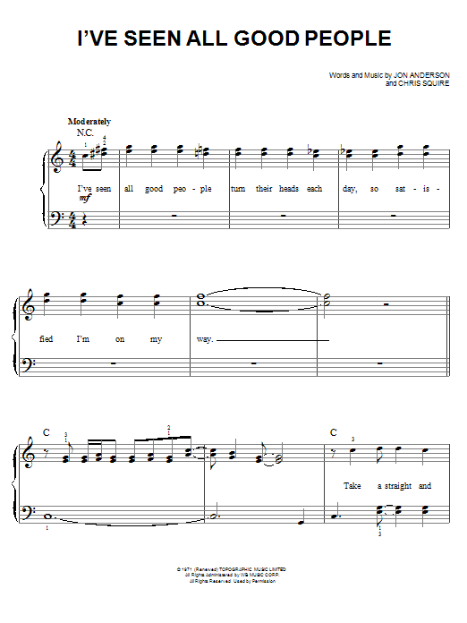 Download Yes I've Seen All Good People Sheet Music