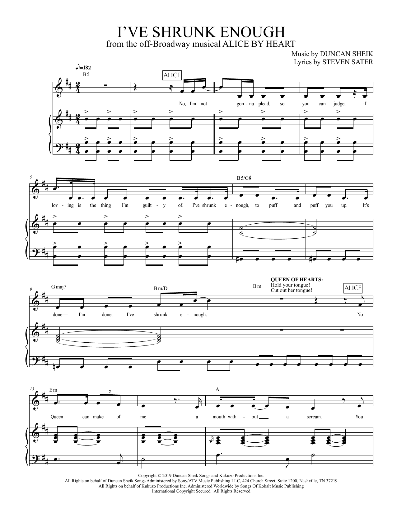 Download Duncan Sheik and Steven Sater I've Shrunk Enough (from Alice By Heart Sheet Music