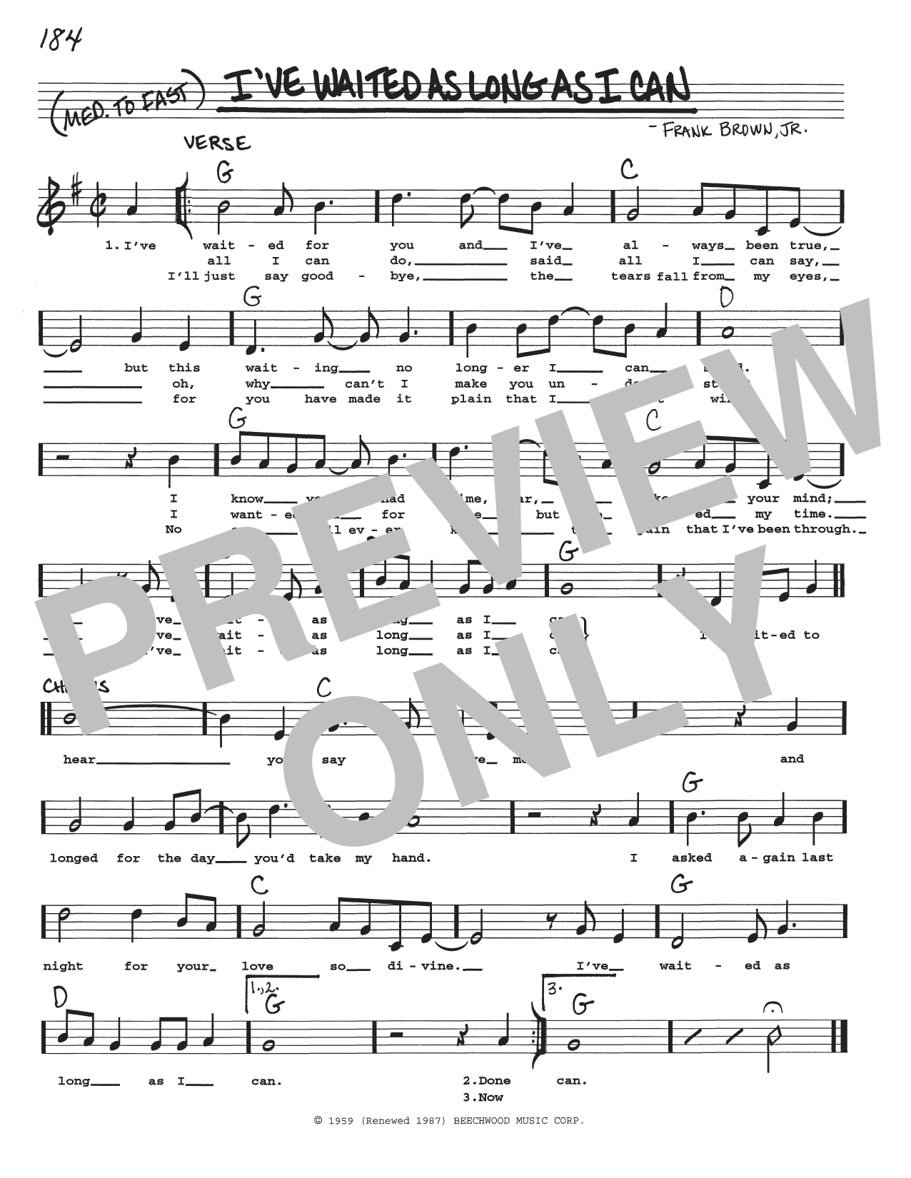 Download Frank Brown, Jr. I've Waited As Long As I Can Sheet Music