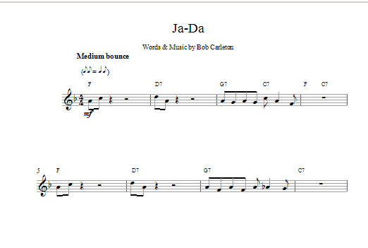 Bob Carleton Ja-Da sheet music notes printable PDF score