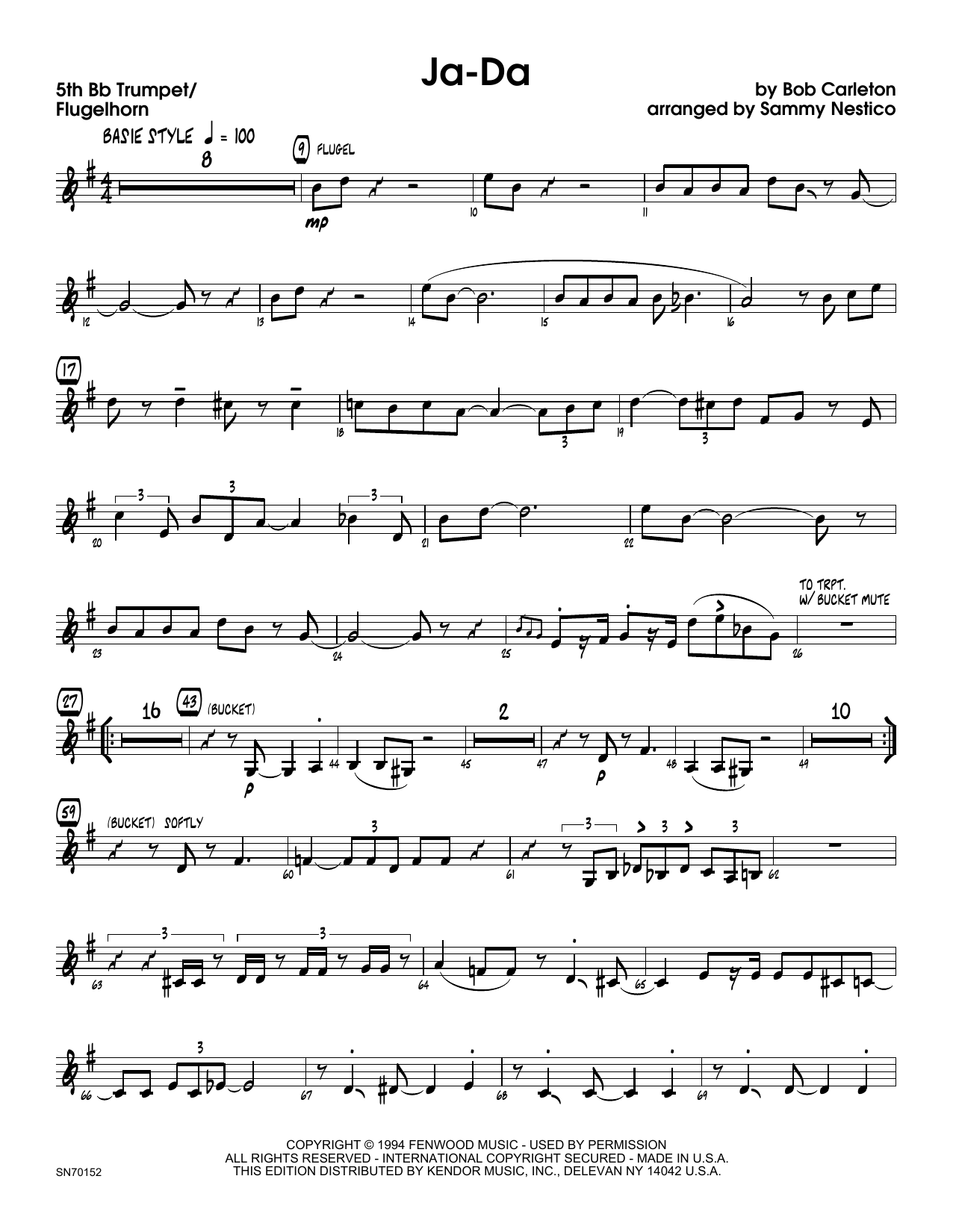 Download Sammy Nestico Ja-Da - 5th Bb Trumpet Sheet Music