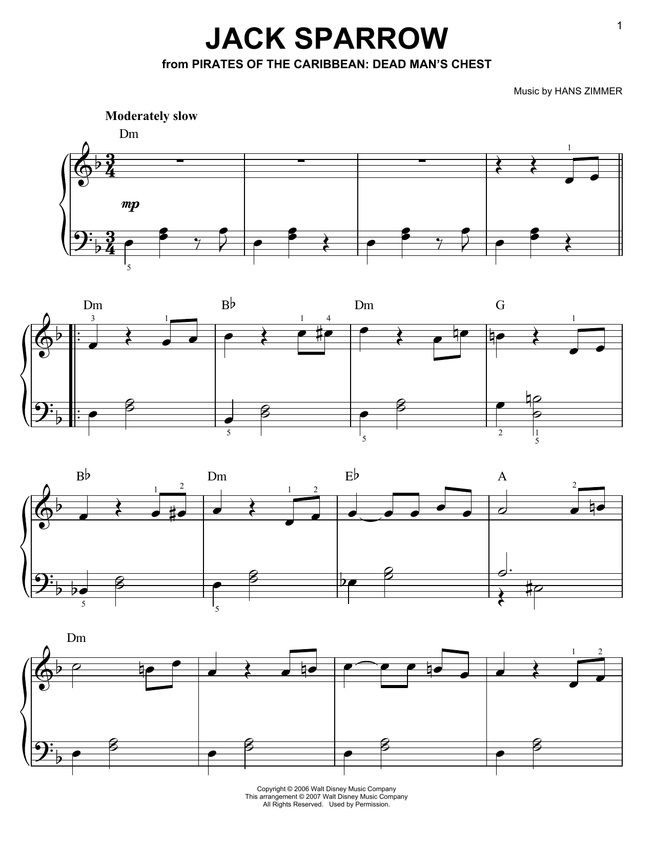 Download Hans Zimmer Jack Sparrow (from Pirates Of The Carib Sheet Music