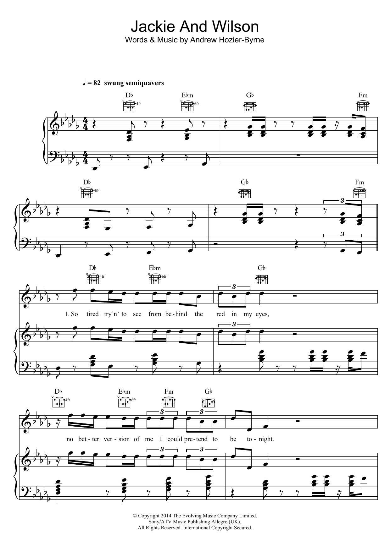 Download Hozier Jackie And Wilson Sheet Music