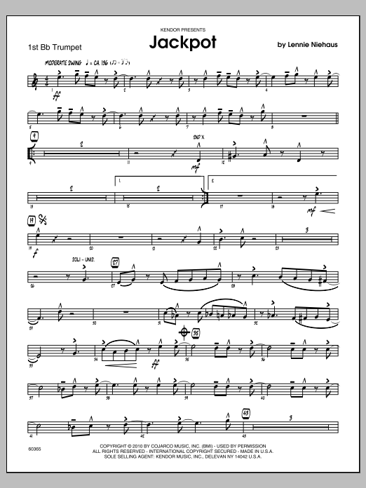 Download Lennie Niehaus Jackpot - 1st Bb Trumpet Sheet Music