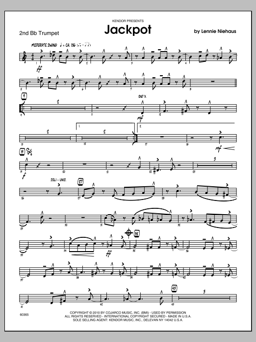 Download Lennie Niehaus Jackpot - 2nd Bb Trumpet Sheet Music