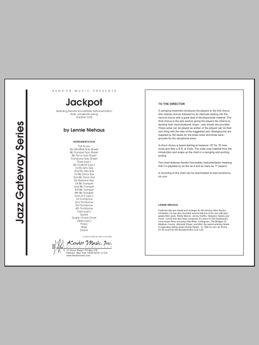 Download Lennie Niehaus Jackpot - Full Score Sheet Music