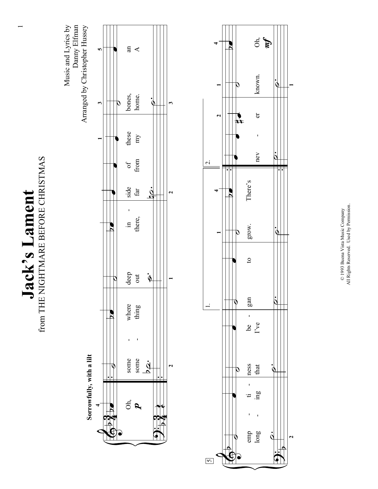 Download Danny Elfman Jack's Lament (arr. Christopher Hussey) Sheet Music