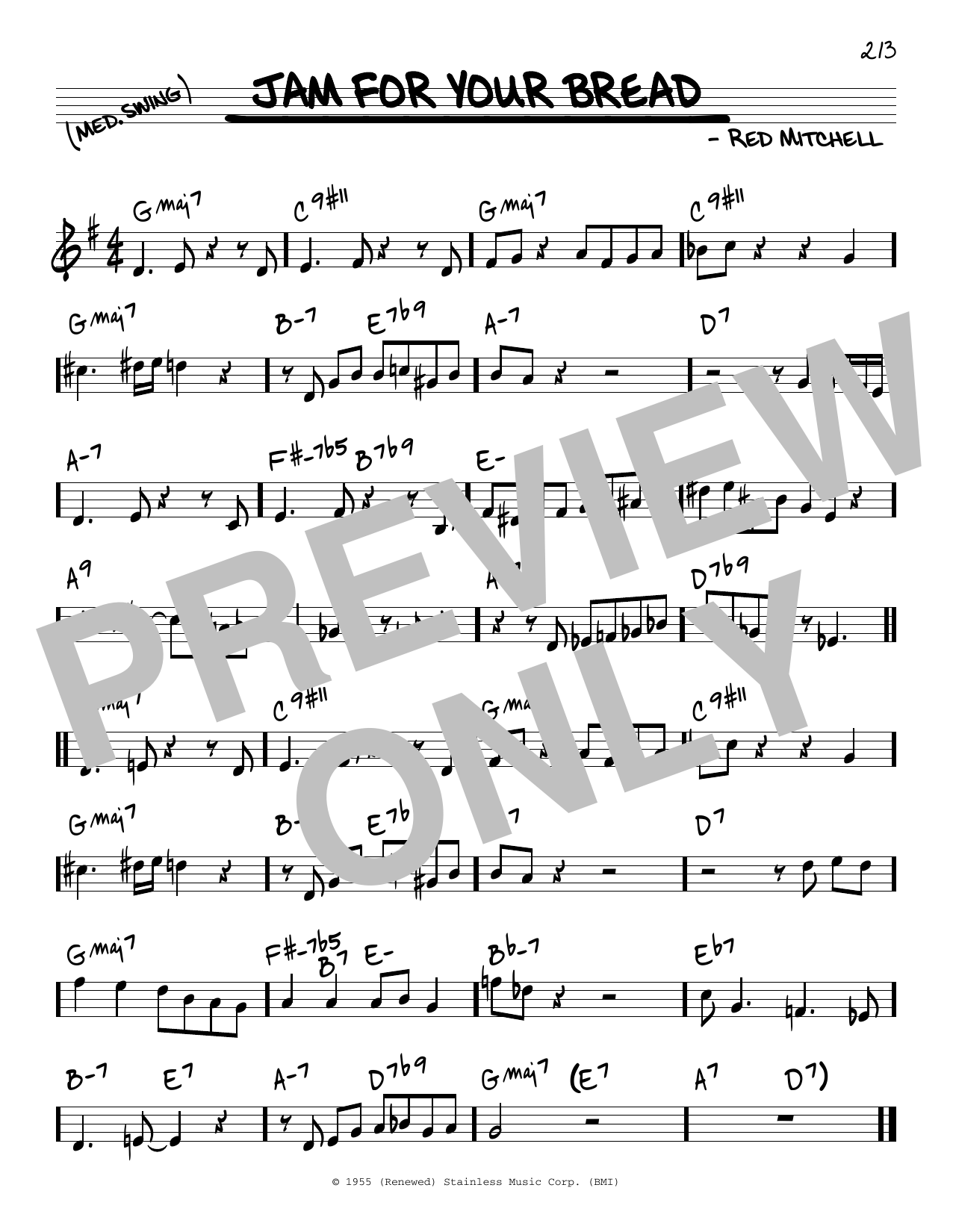 Download Red Mitchell Jam For Your Bread Sheet Music