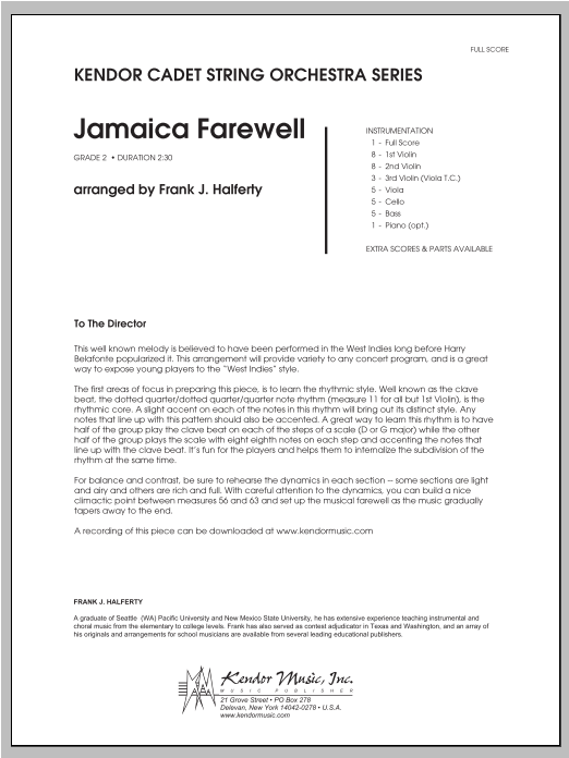 Download Halferty Jamaica Farewell - Full Score Sheet Music