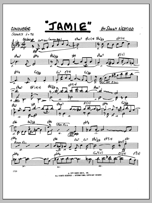 Download Sammy Nestico Jamie - Conductor Score (Full Score) Sheet Music