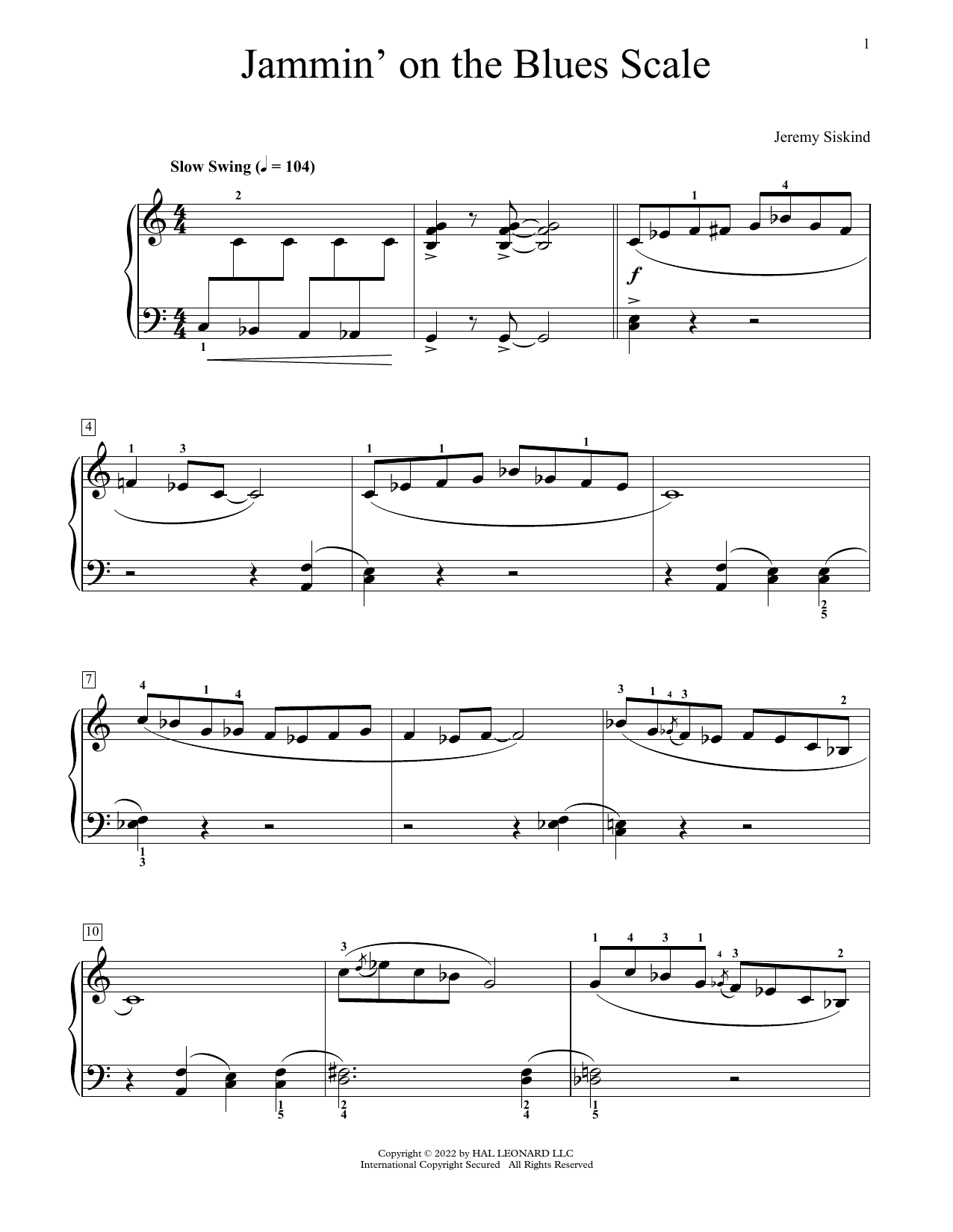 Download Jeremy Siskind Jammin' On The Blues Scale Sheet Music