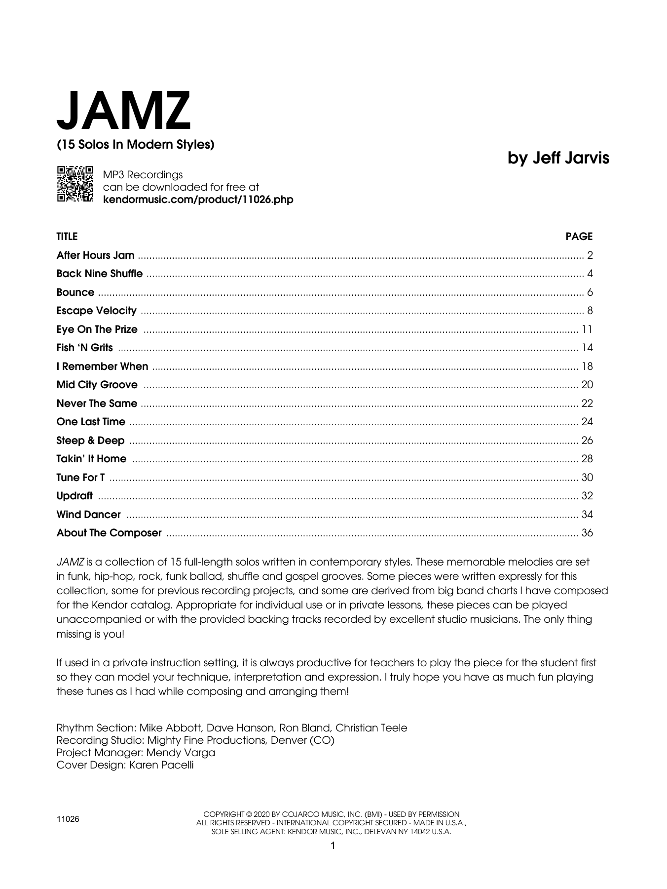 Download Jeff Jarvis Jamz (15 Solos In Modern Styles) - Bb C Sheet Music