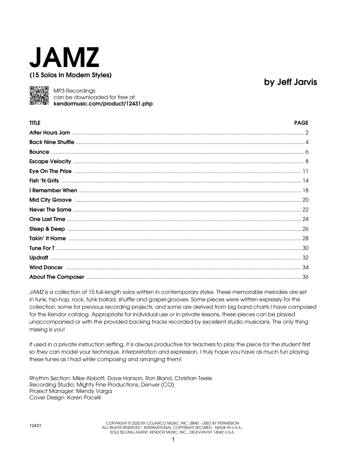 Download Jeff Jarvis Jamz (15 Solos In Modern Styles) - Trom Sheet Music