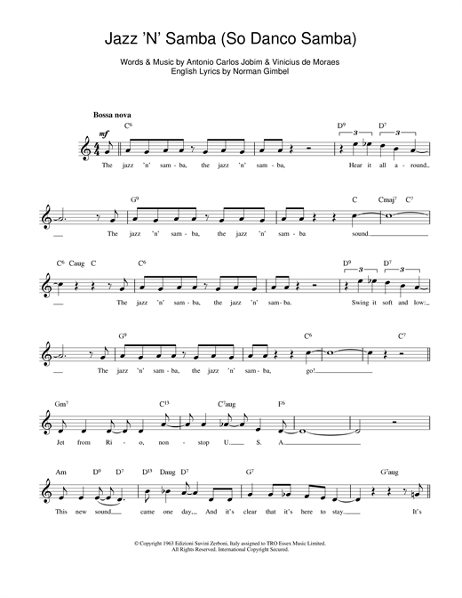 Antonio Carlos Jobim Jazz 'n' Samba sheet music notes printable PDF score