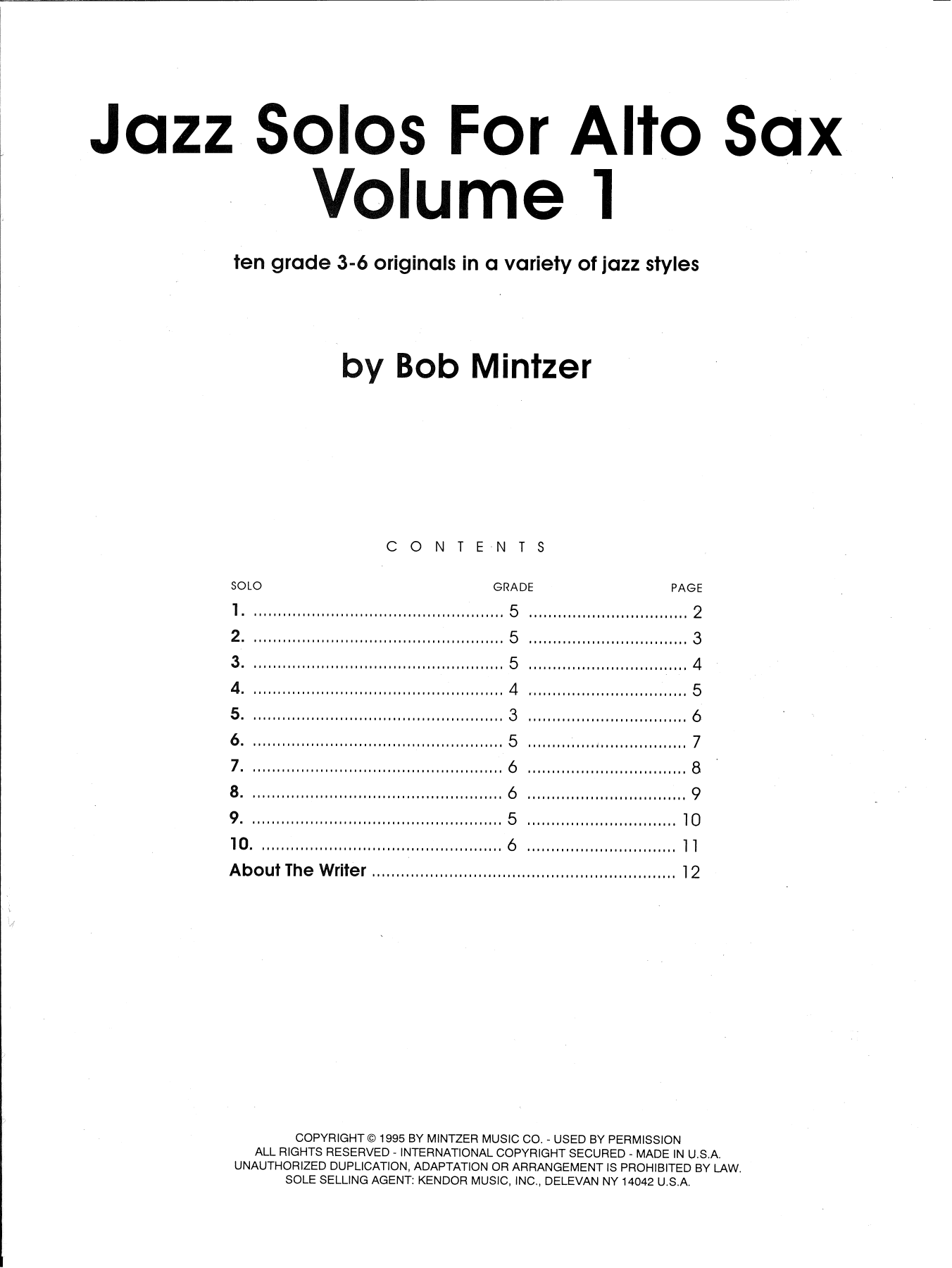 Download Bob Mintzer Jazz Solos For Alto Sax, Volume 1 Sheet Music