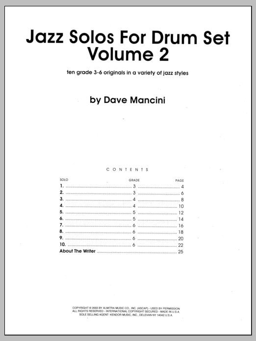 Download Dave Mancini Jazz Solos For Drum Set, Volume 2 Sheet Music