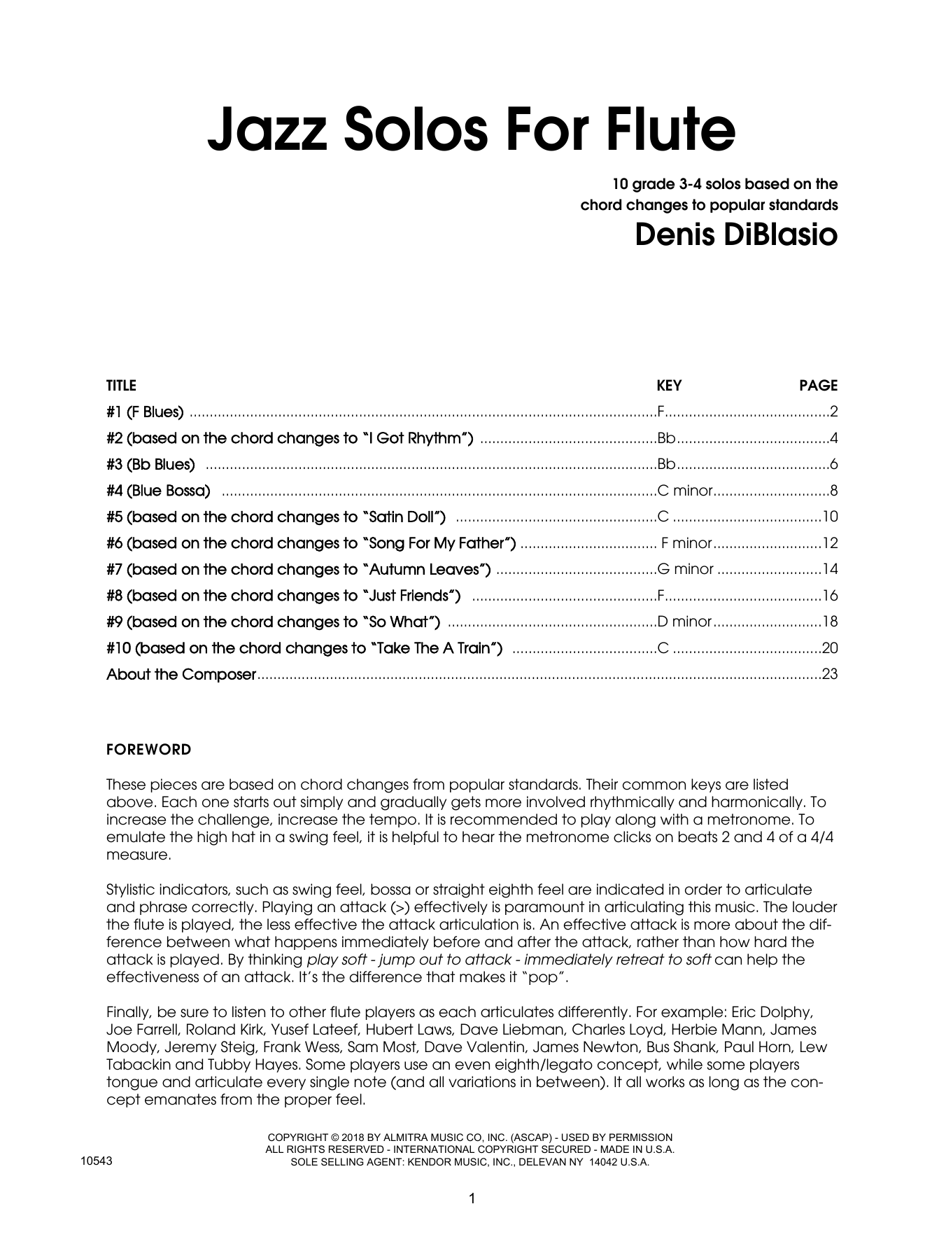 Download Denis DiBlasio Jazz Solos For Flute Sheet Music