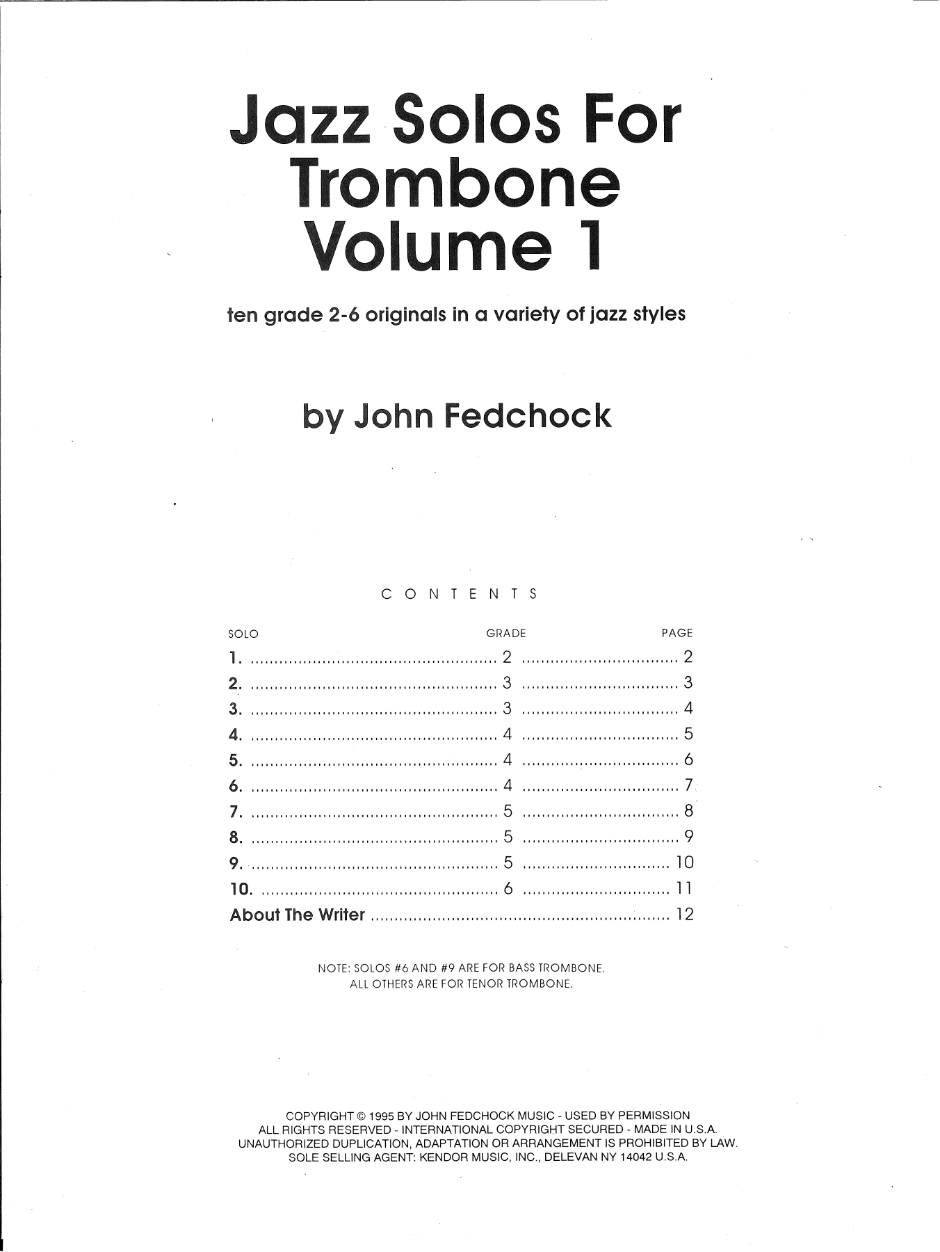 Download John Fedchock Jazz Solos For Trombone, Volume 1 Sheet Music