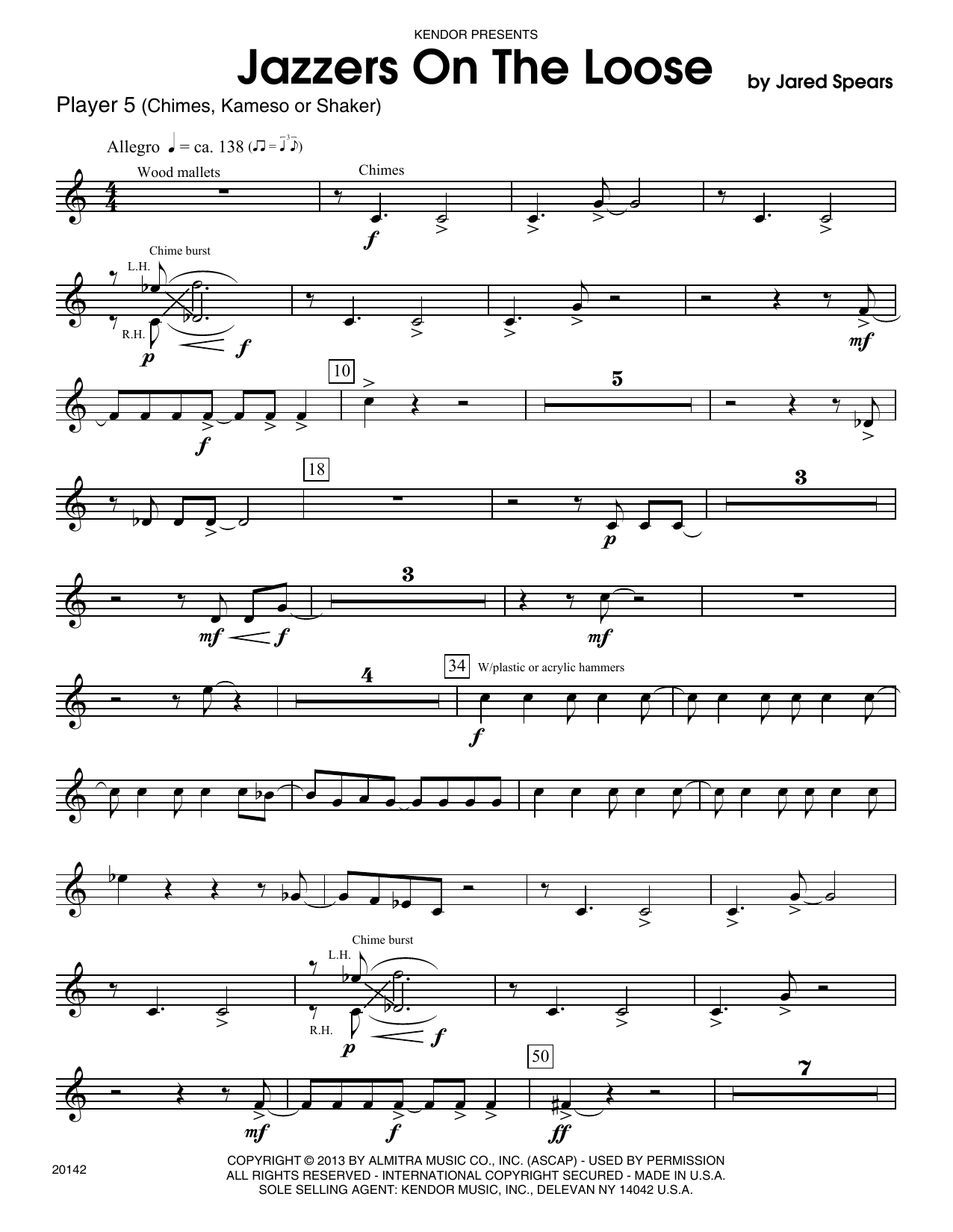 Download Jared Spears Jazzers On The Loose - Chimes Sheet Music