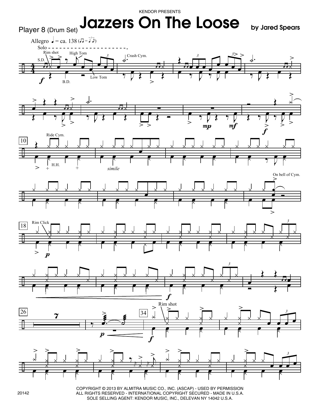 Download Jared Spears Jazzers On The Loose - Drum Set Sheet Music