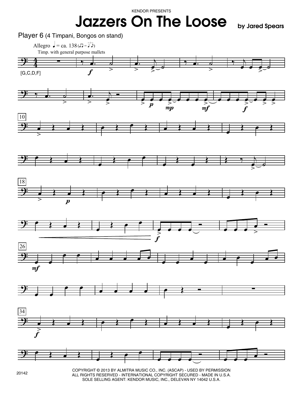 Download Jared Spears Jazzers On The Loose - Timpani & Percus Sheet Music