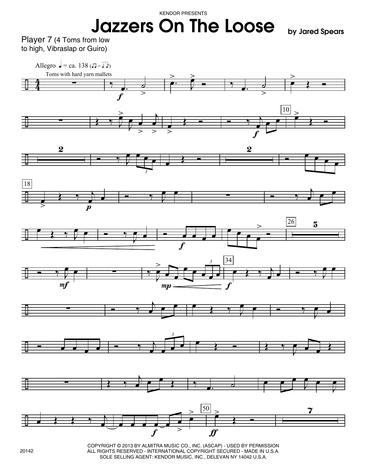 Download Jared Spears Jazzers On The Loose - Tom Toms Sheet Music
