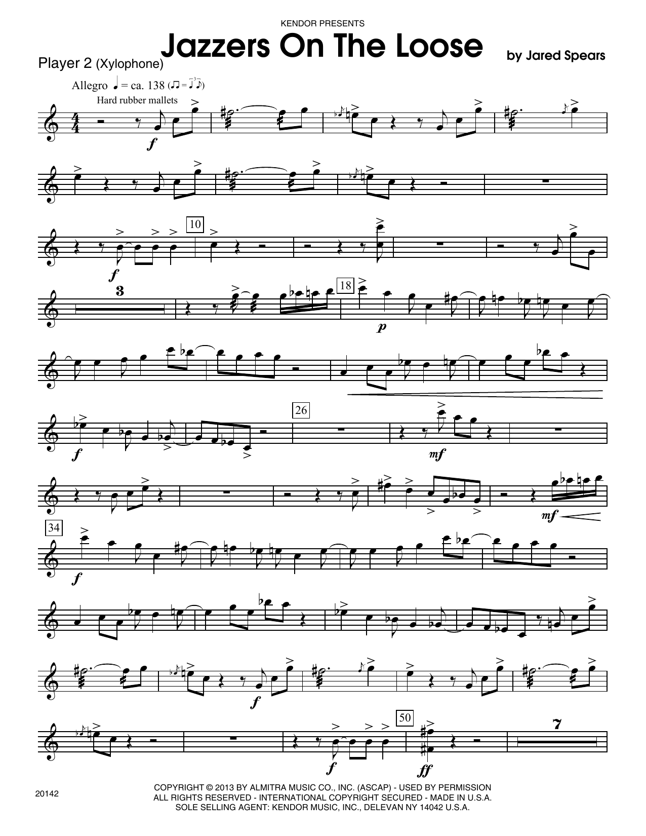 Download Jared Spears Jazzers On The Loose - Xylophone Sheet Music