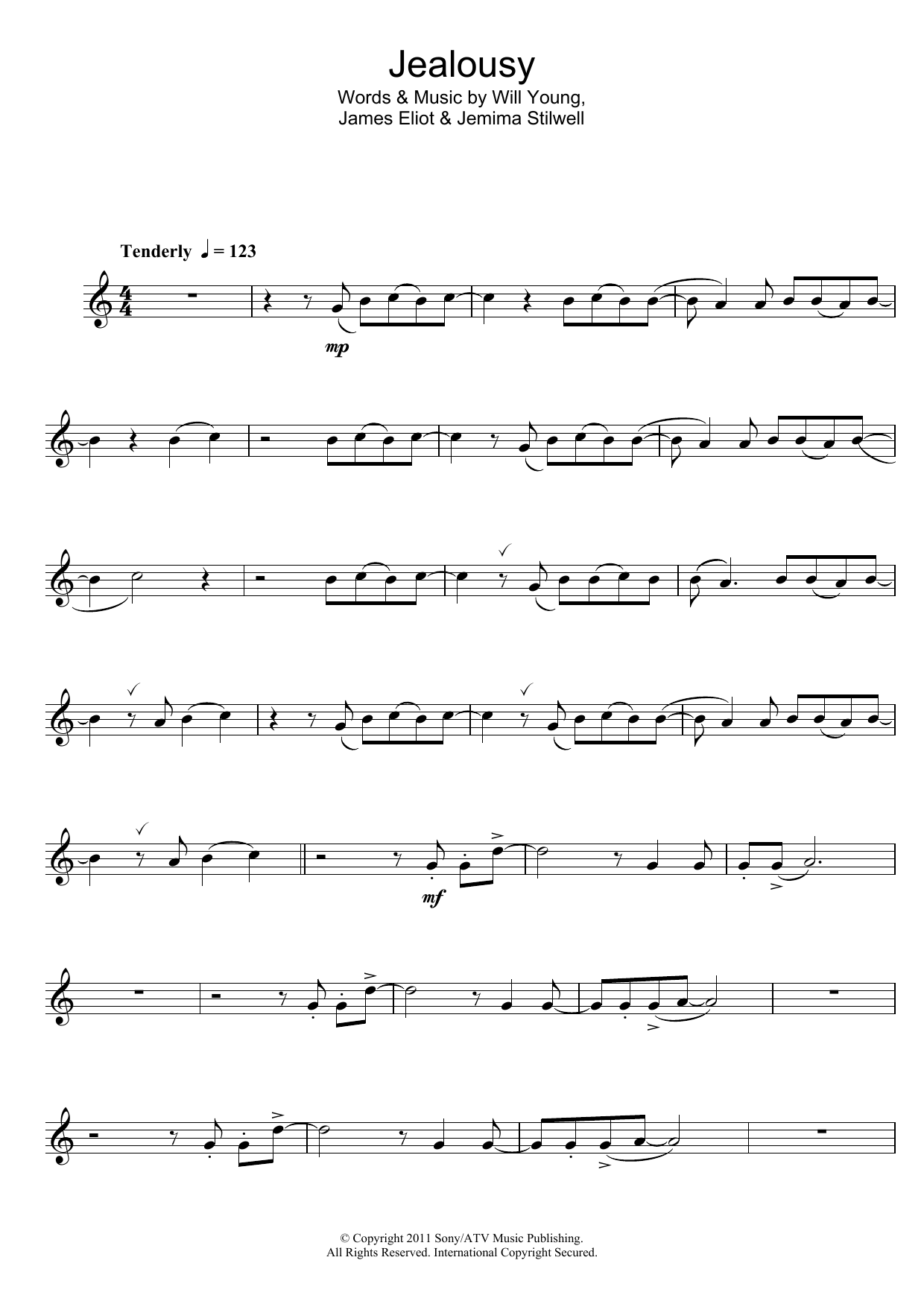 Download Will Young Jealousy Sheet Music