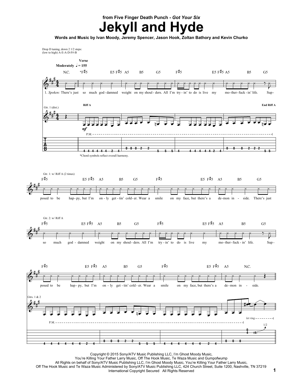 Download Five Finger Death Punch Jekyll And Hyde Sheet Music