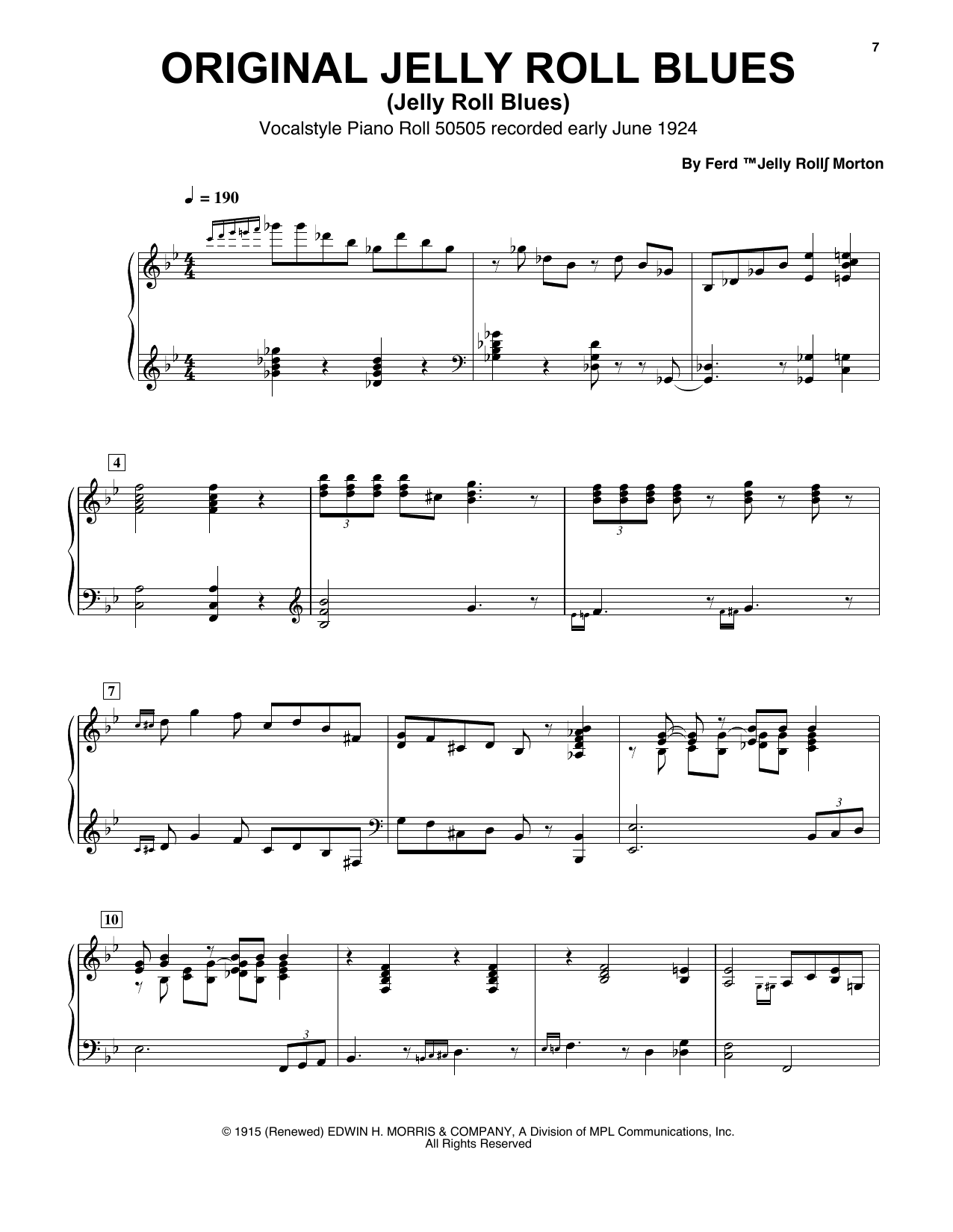 Download Jelly Roll Morton Jelly Roll Blues Sheet Music