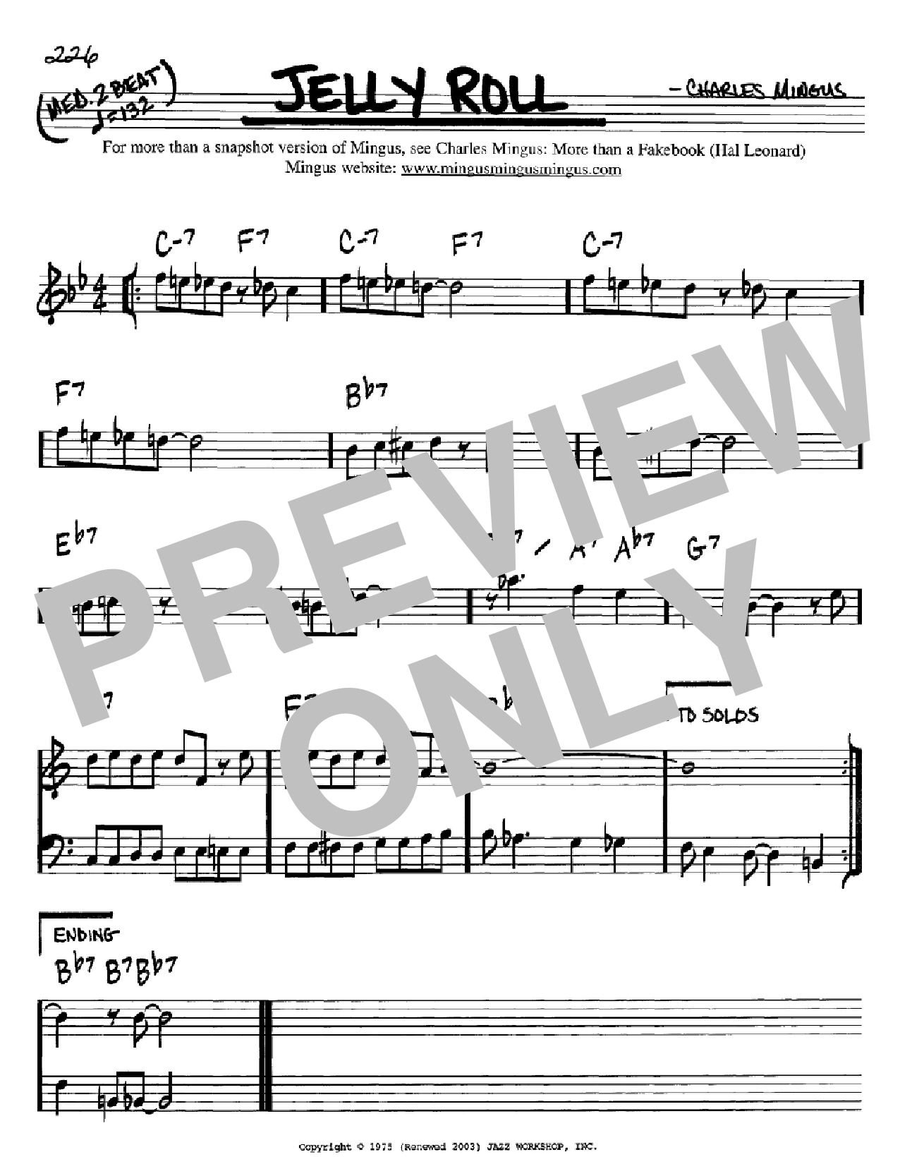 Download Charles Mingus Jelly Roll Sheet Music