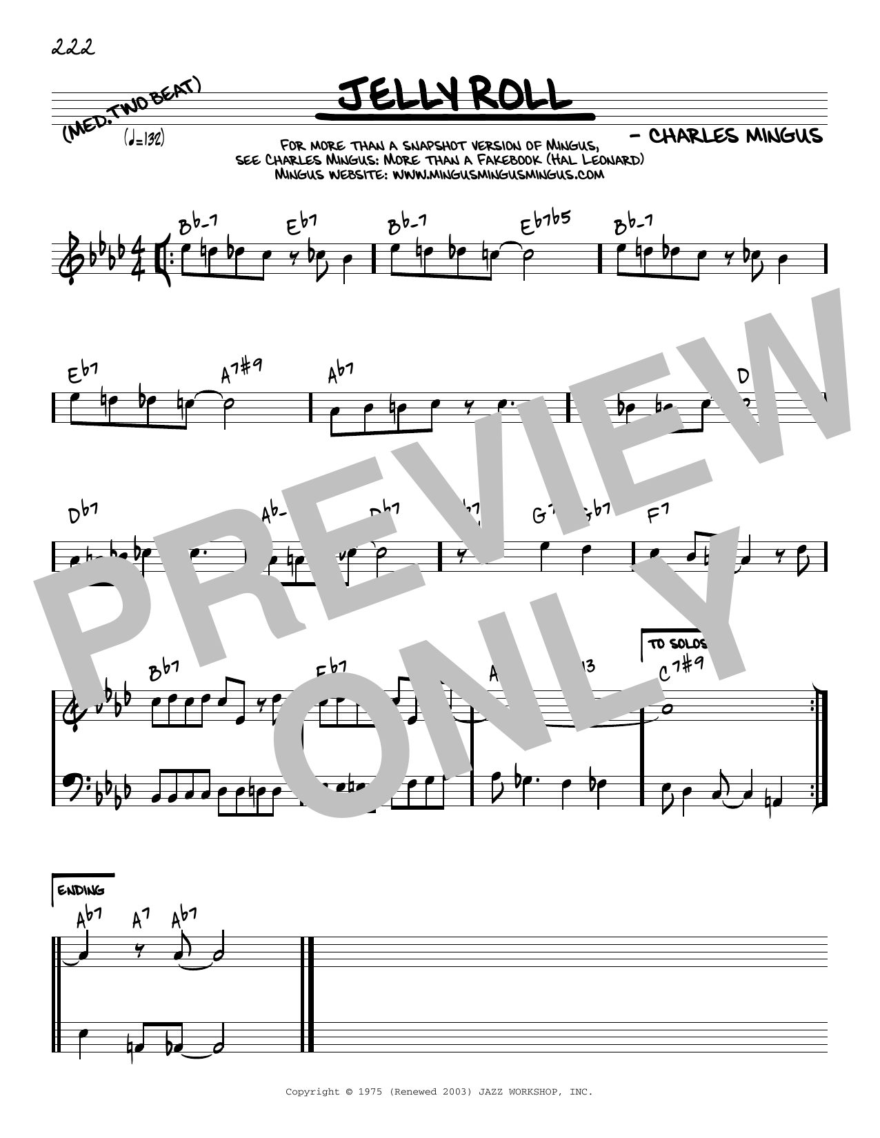 Download Charles Mingus Jelly Roll [Reharmonized version] (arr. Sheet Music