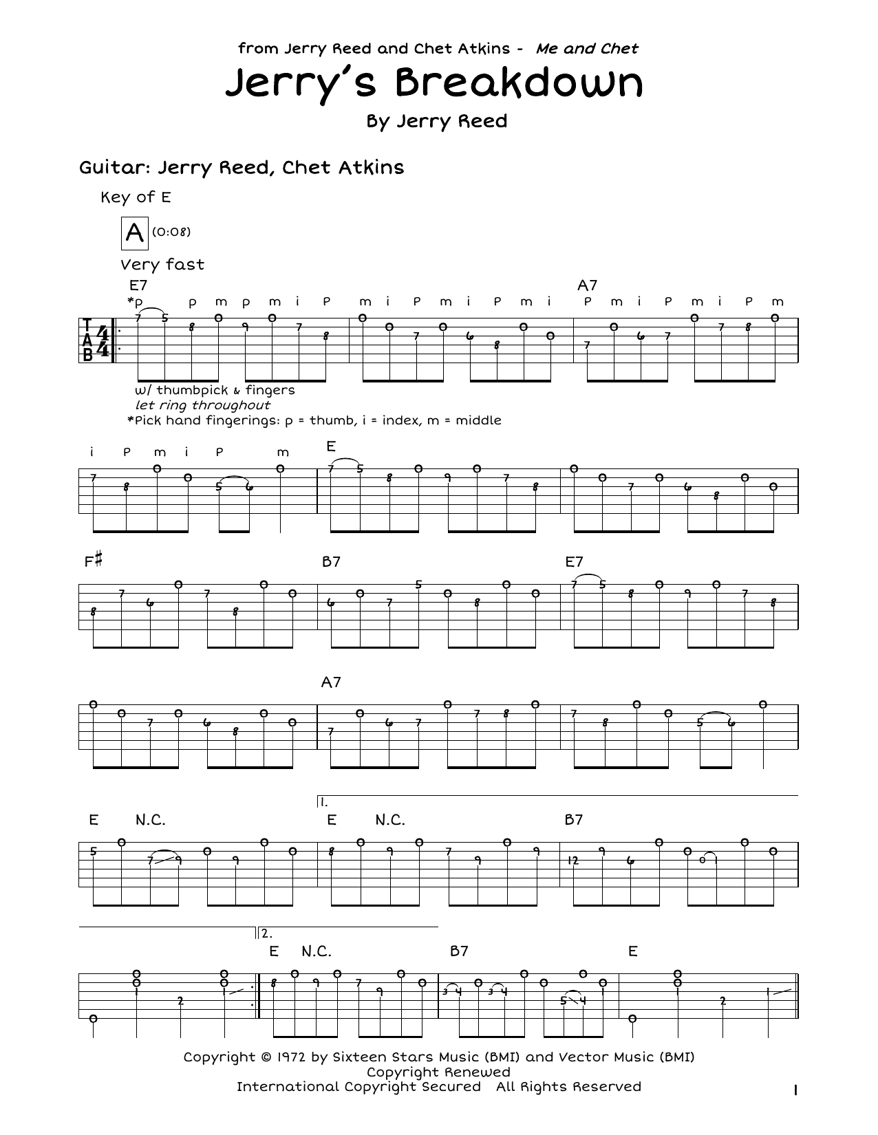 Download Jerry Reed Jerry's Breakdown Sheet Music