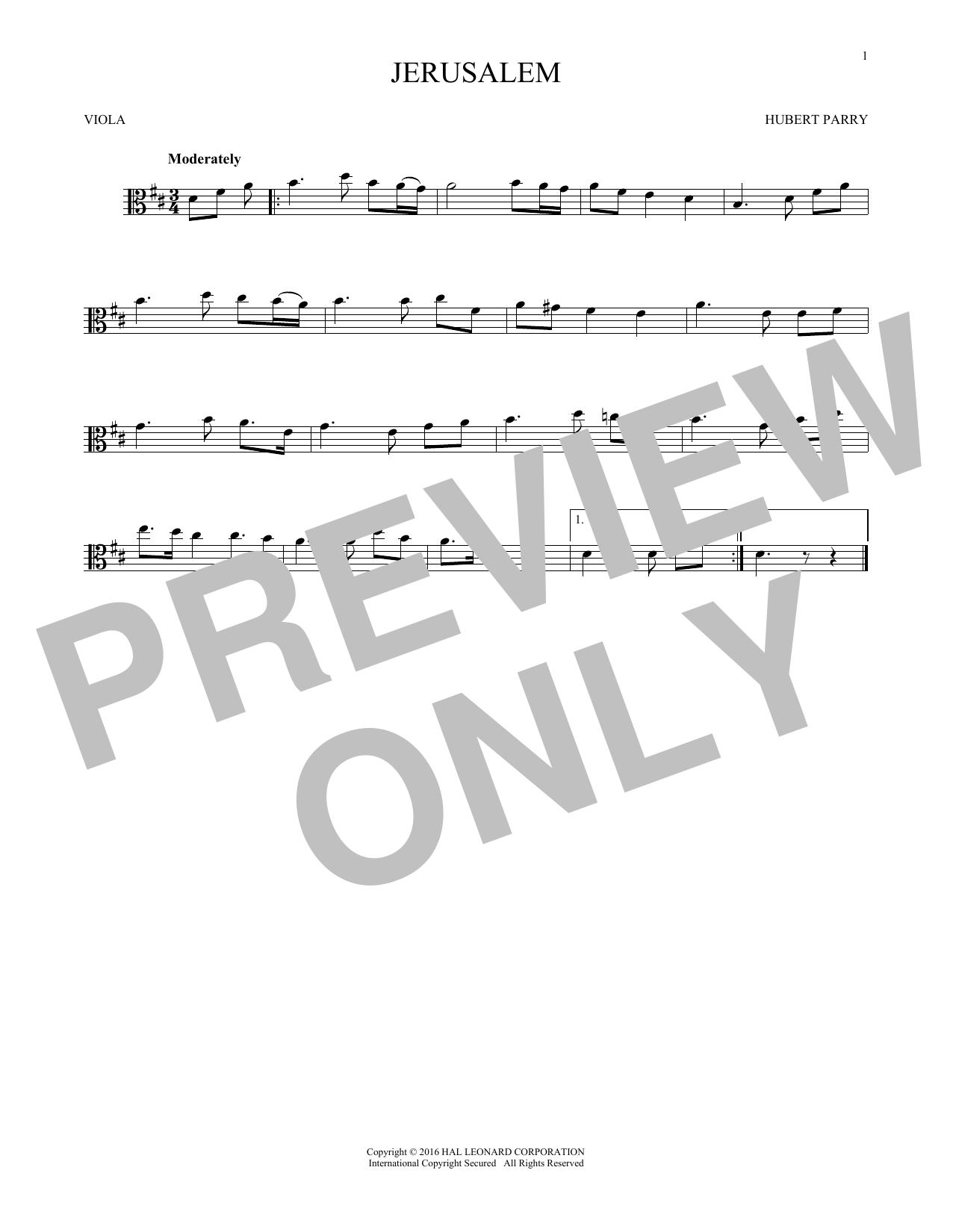 Download Hubert Parry Jerusalem Sheet Music