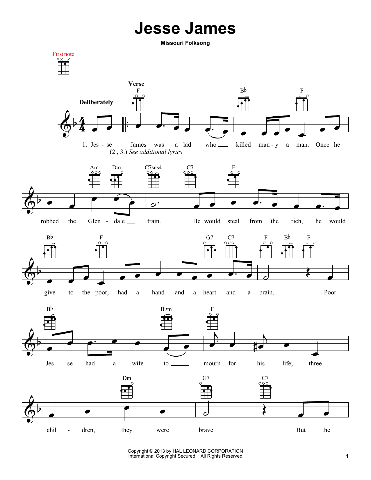 Download Missouri Folksong Jesse James Sheet Music