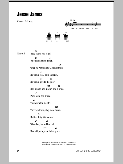 Download Traditional Jesse James Sheet Music