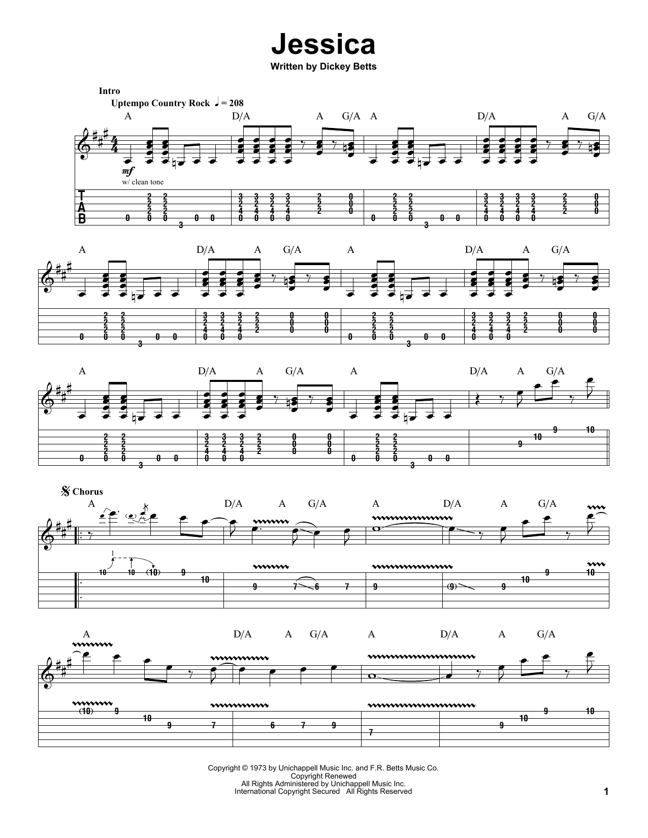 Download The Allman Brothers Band Jessica Sheet Music