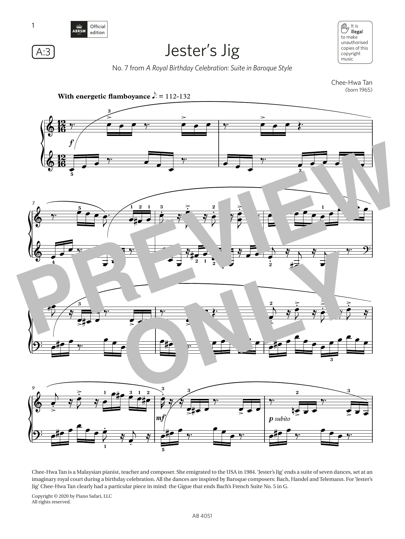 Download Chee-Hwa Tan Jester's Jig (Grade 5, list A3, from th Sheet Music