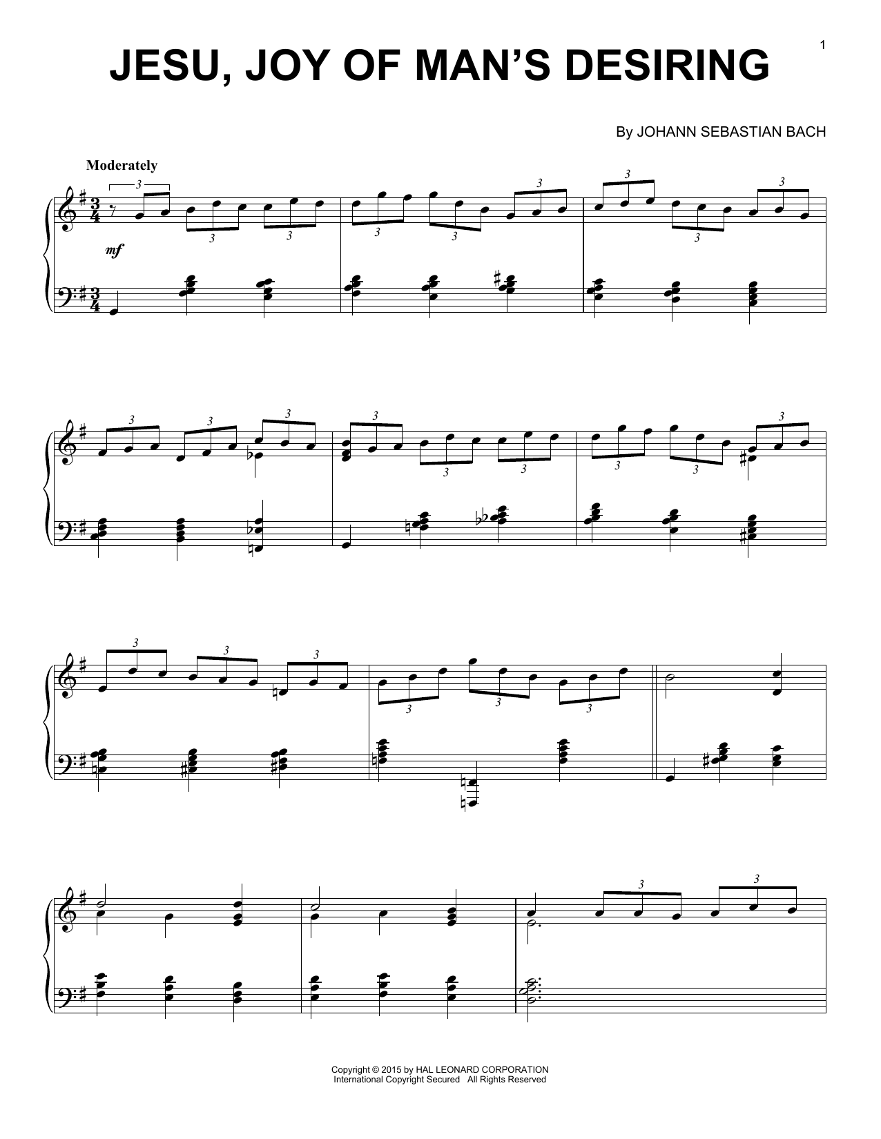 Download Johann Sebastian Bach Jesu, Joy Of Man's Desiring [Jazz versi Sheet Music