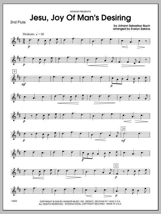 Download Evelyn Sabina Jesu, Joy of Man's Desiring - Flute 2 Sheet Music
