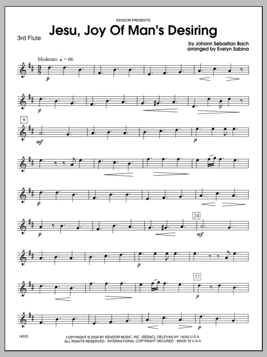 Download Evelyn Sabina Jesu, Joy of Man's Desiring - Flute 3 Sheet Music