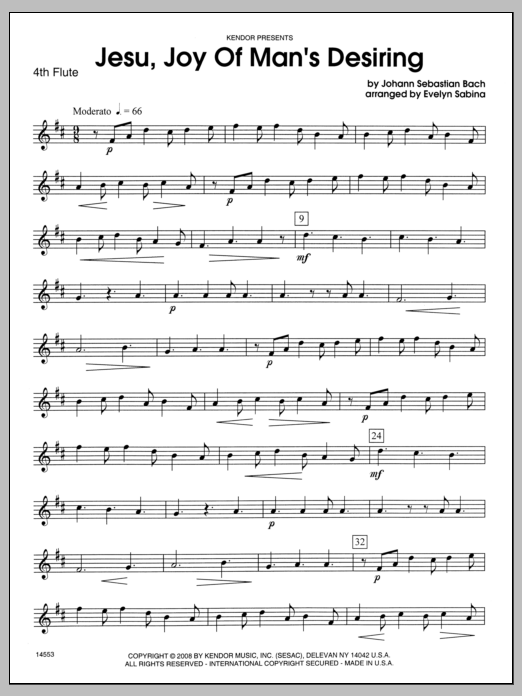 Download Evelyn Sabina Jesu, Joy of Man's Desiring - Flute 4 Sheet Music