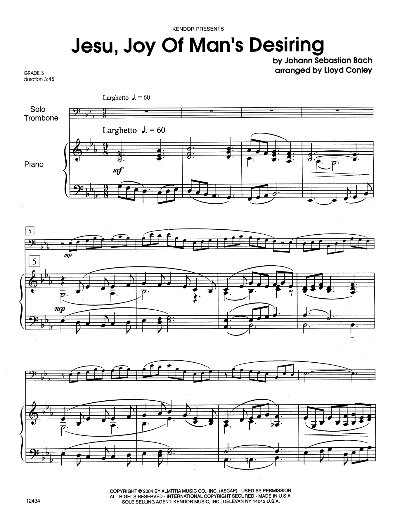 Download Lloyd Conley Jesu, Joy of Man's Desiring - Piano Acc Sheet Music