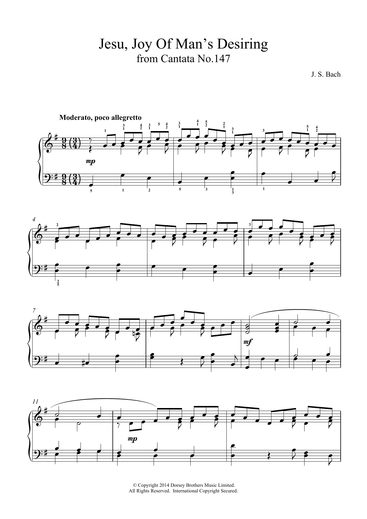 Johann Sebastian Bach Jesu, Joy Of Man's Desiring (from Cantata 147) sheet music notes printable PDF score