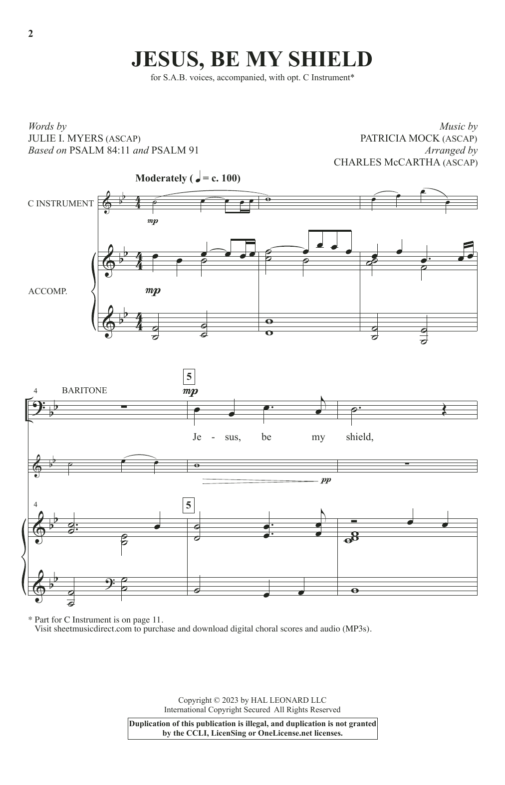 Download Julie I. Myers and Patricia Mock Jesus, Be My Shield (arr. Charles McCar Sheet Music