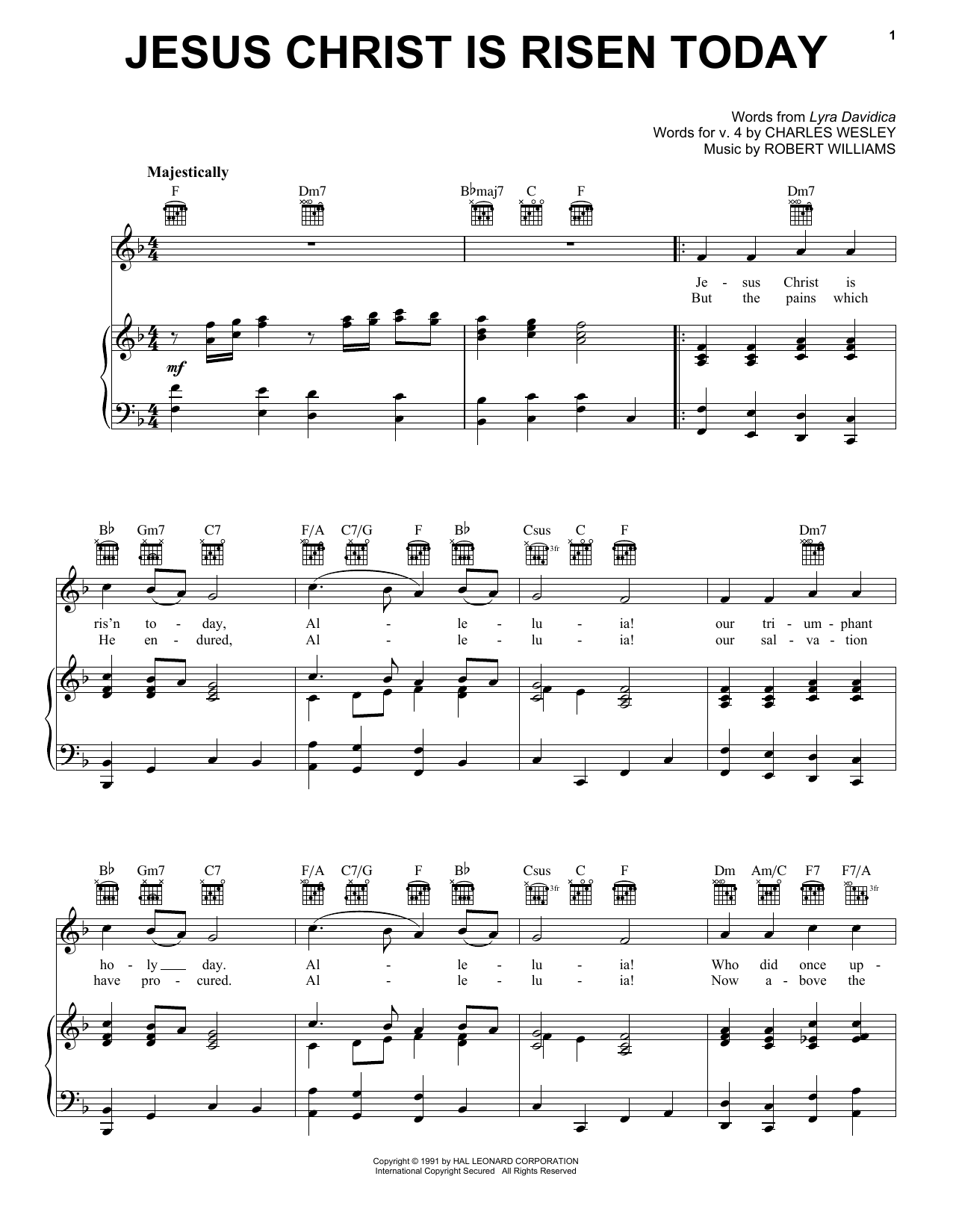 Robert Williams Jesus Christ Is Risen Today sheet music notes printable PDF score