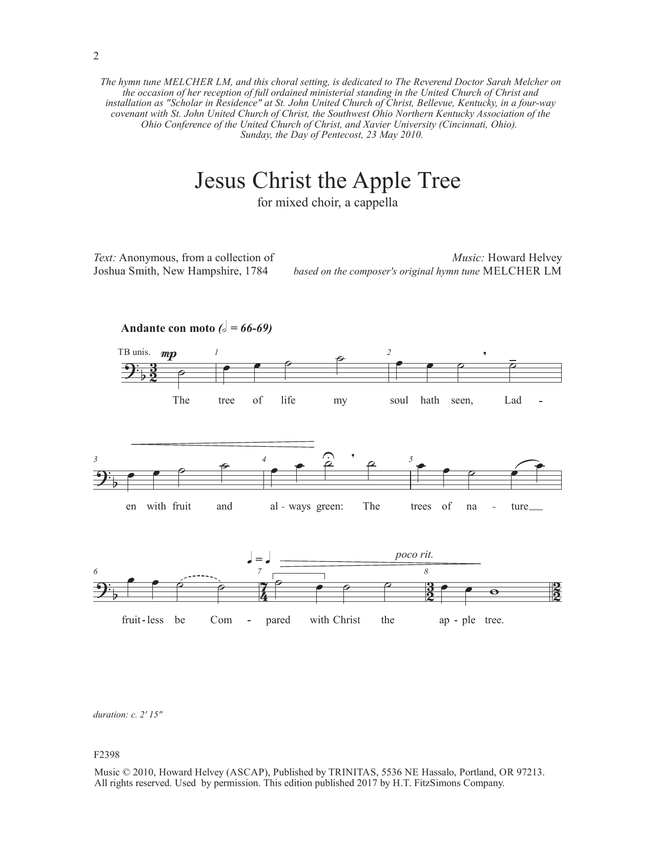 Download Howard Helvey Jesus Christ the Apple Tree Sheet Music