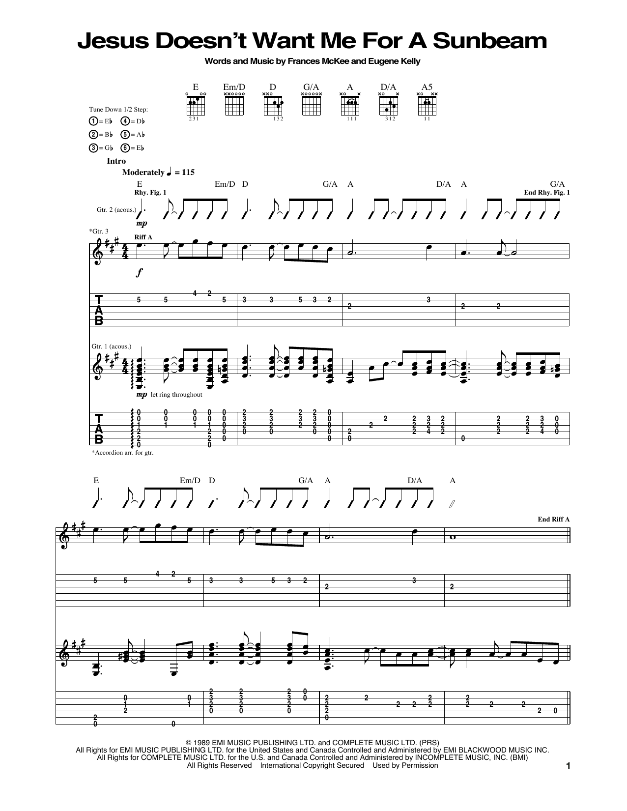 Download Nirvana Jesus Doesn't Want Me For A Sunbeam Sheet Music