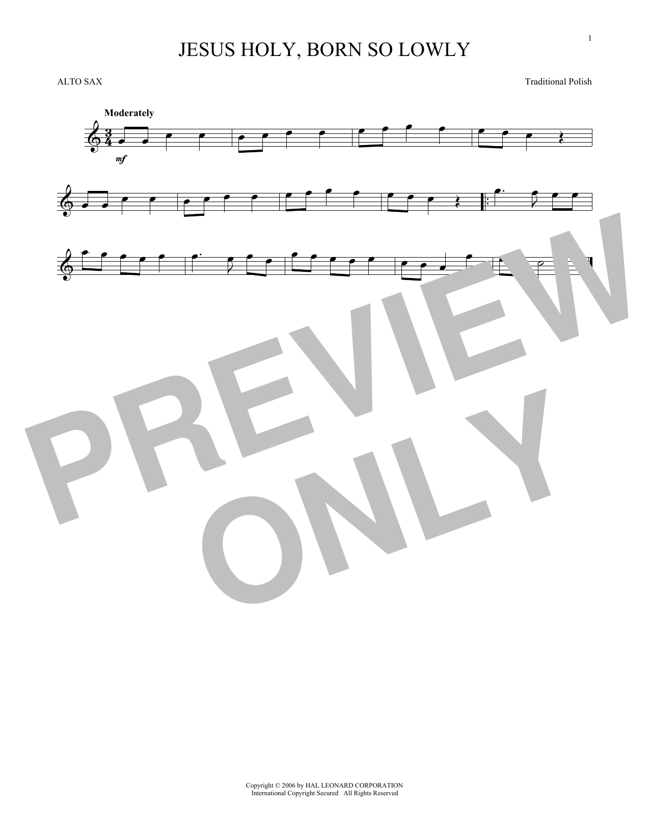 Download Traditional Polish Jesus Holy, Born So Lowly Sheet Music
